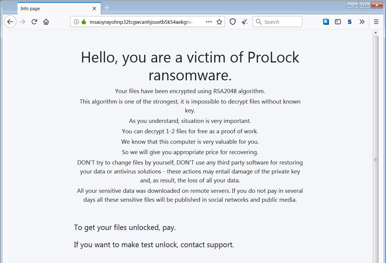 Ransomware ProLock